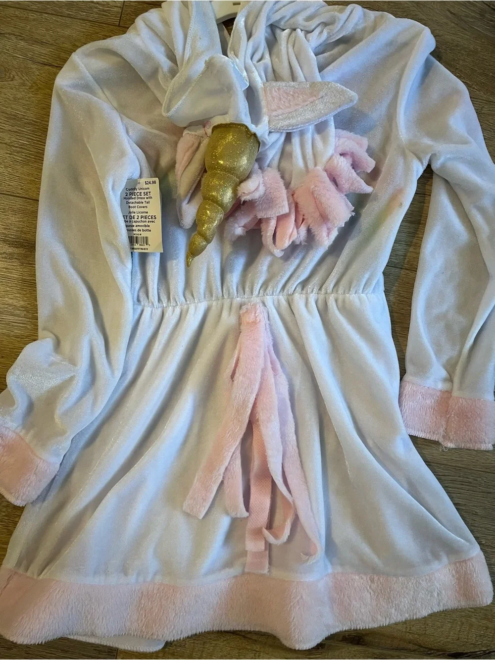 Girls Unicorn Rainbow Hooded Costume Dress with Matching Boot Cuffs